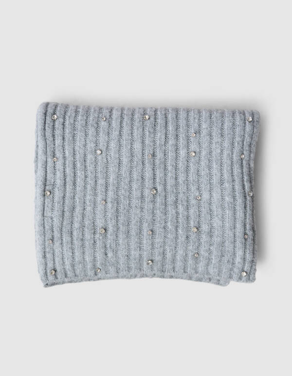 Gerippter Strassschal Hellgrau SHOEBY ACCESSOIRES