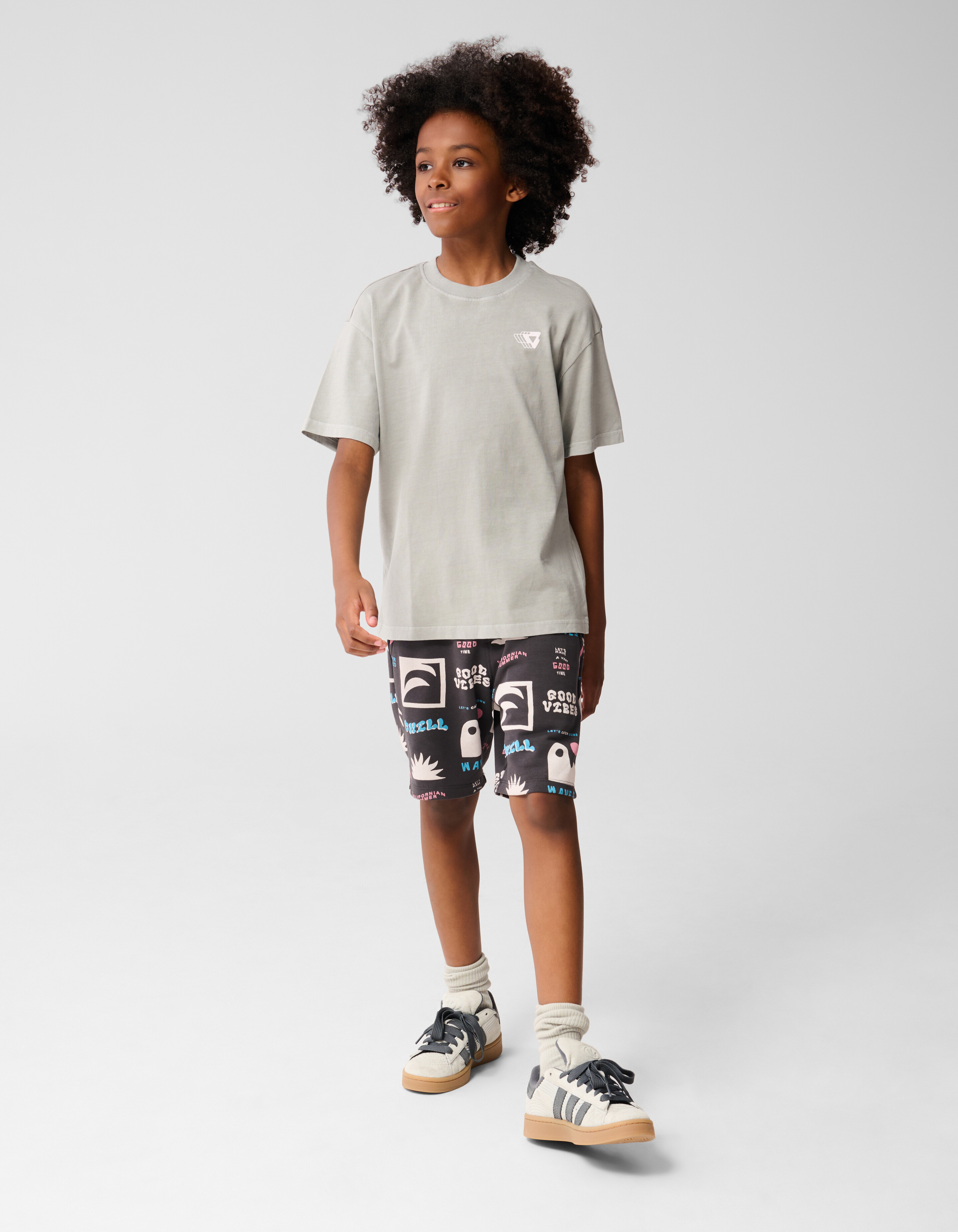 Gewaschenes Logo-T-Shirt Dunkelgrau SHOEBY BOYS