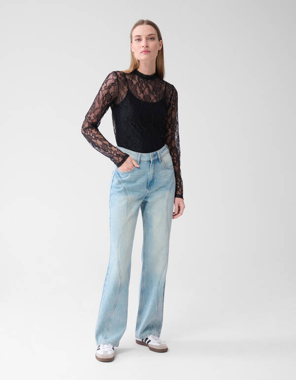 Wavy Straight Fit Jeans Blau SHOEBY WOMEN