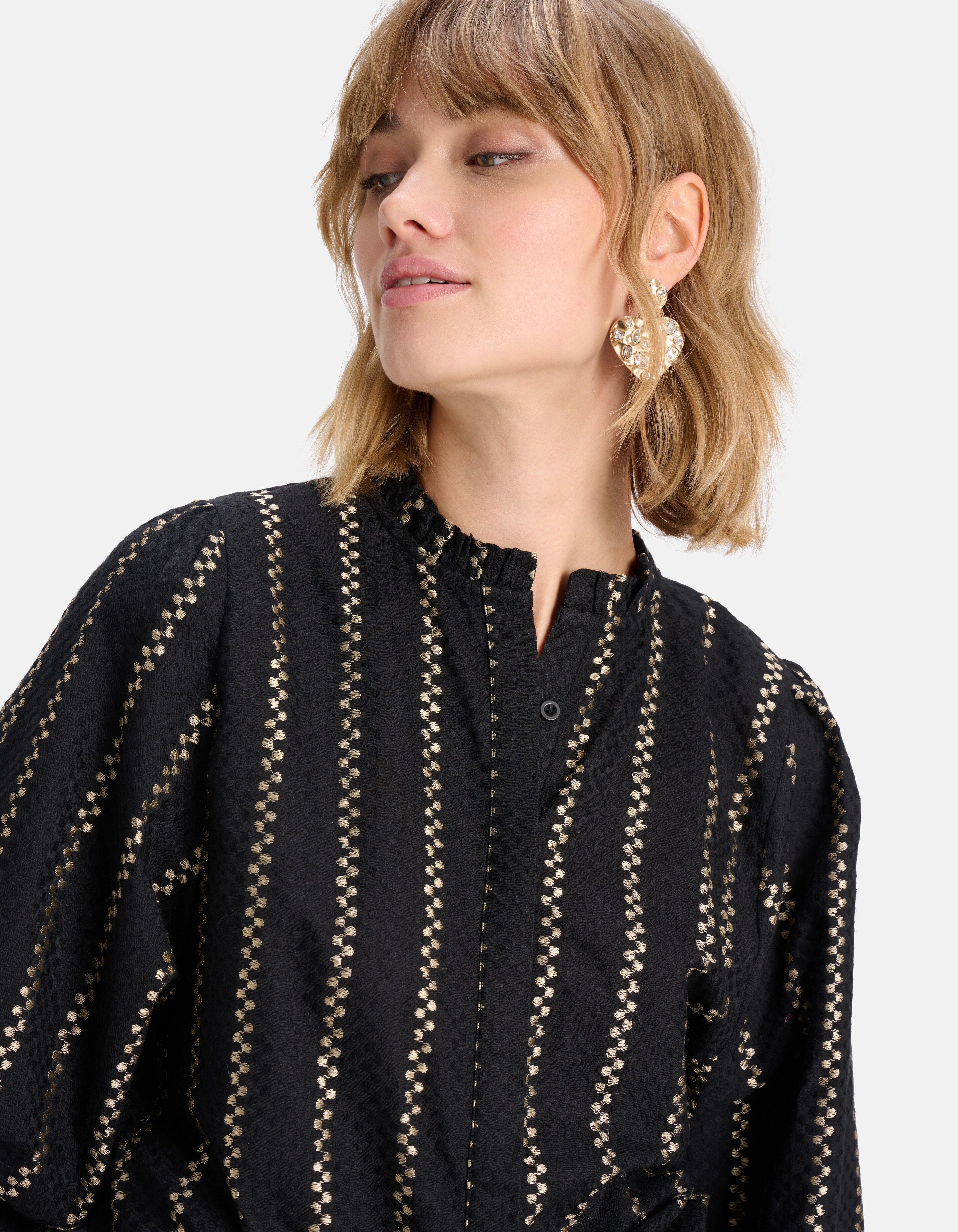 Besticktes Print-Top Schwarz SHOEBY WOMEN