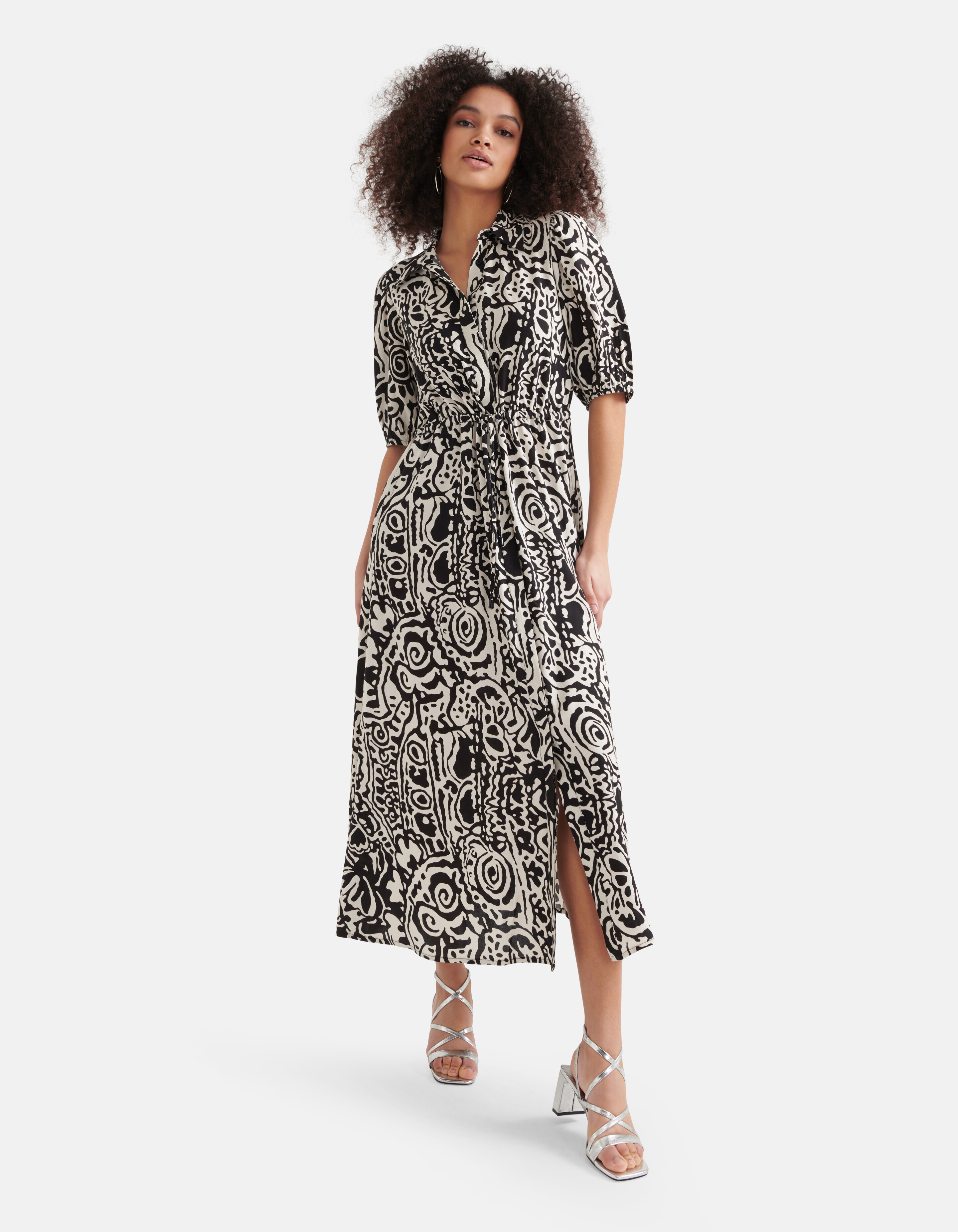 Bedrucktes Kleid Schwarz/Weiß SHOEBY WOMEN