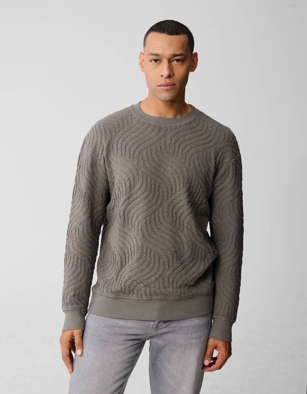 Pullover mit Wellenstruktur Grün SHOEBY MEN