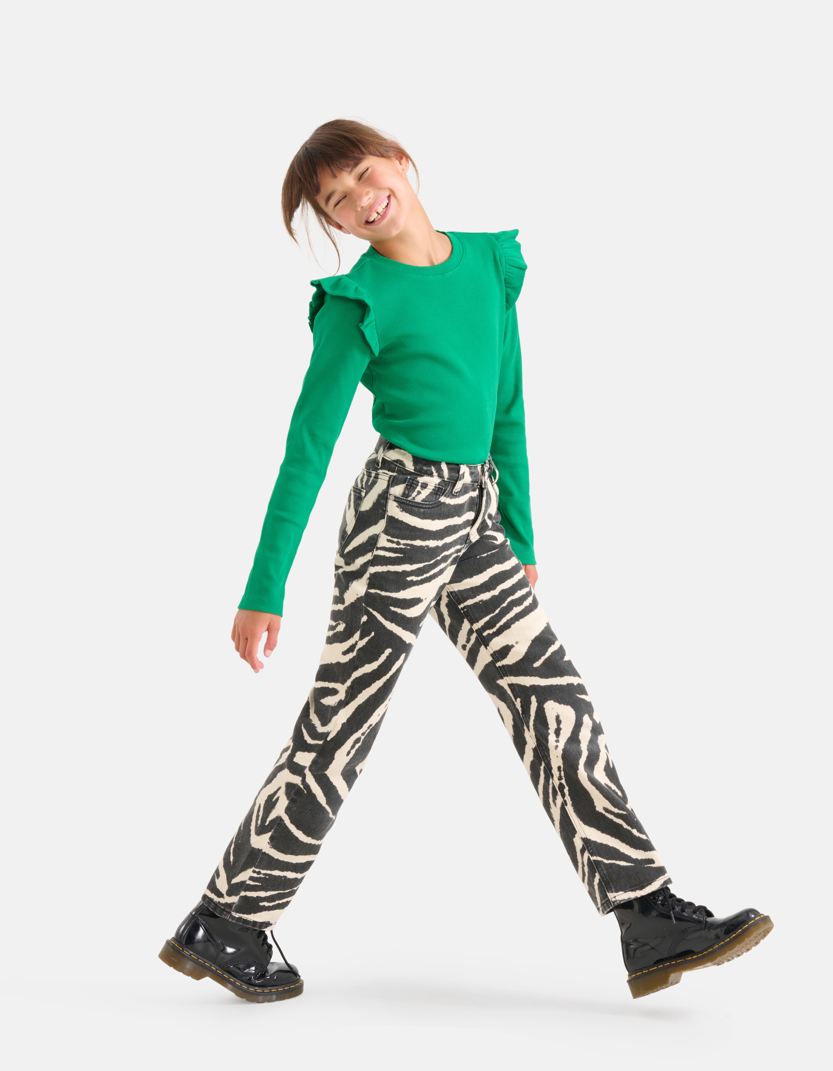 Rib Ruffle Longsleeve Groen SHOEBY GIRLS