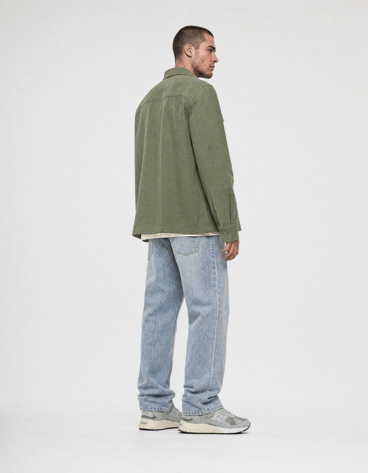 Block-Jacquard-Overshirt Gr&uuml;n SHOEBY MEN