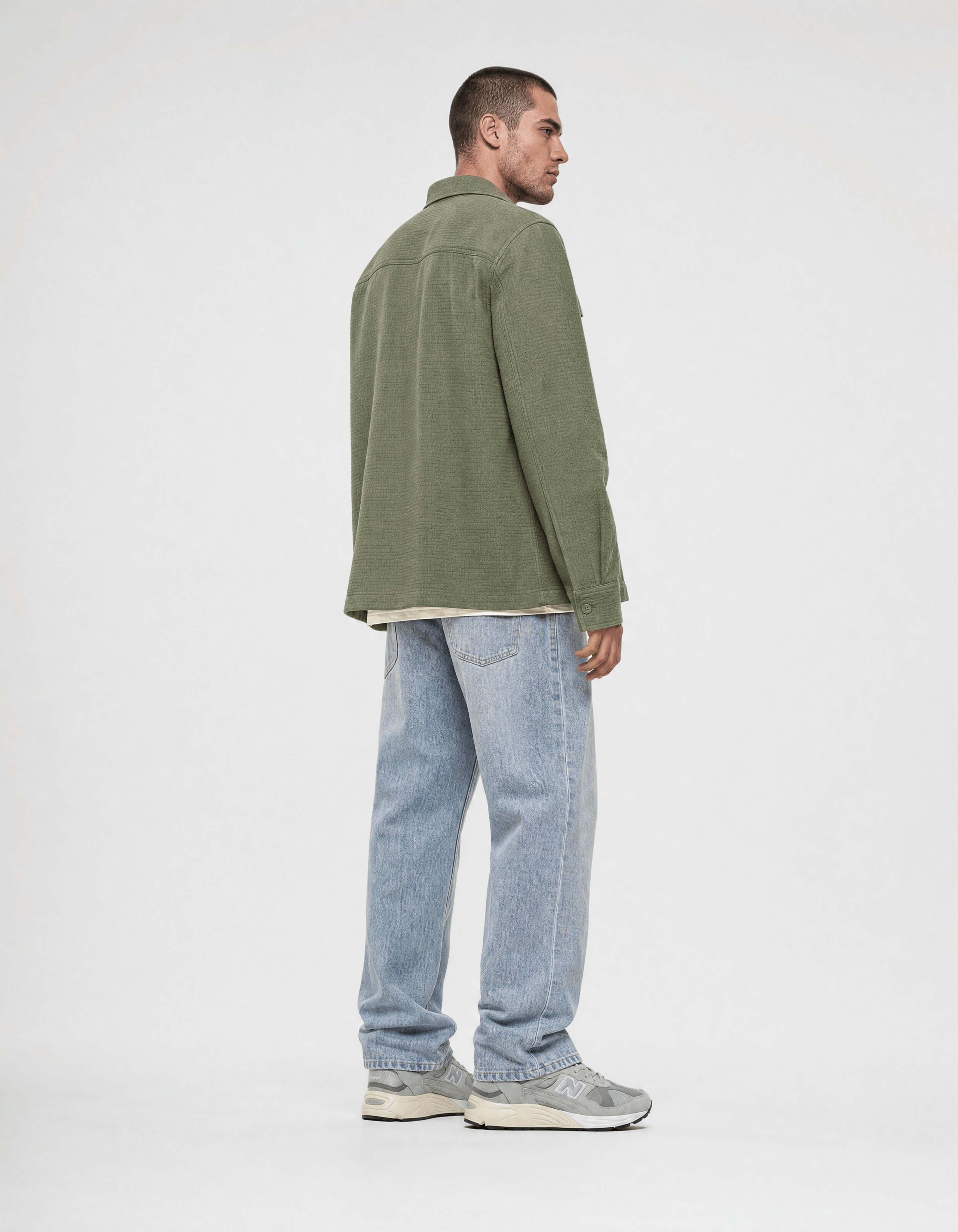 Block-Jacquard-Overshirt Gr&uuml;n SHOEBY MEN