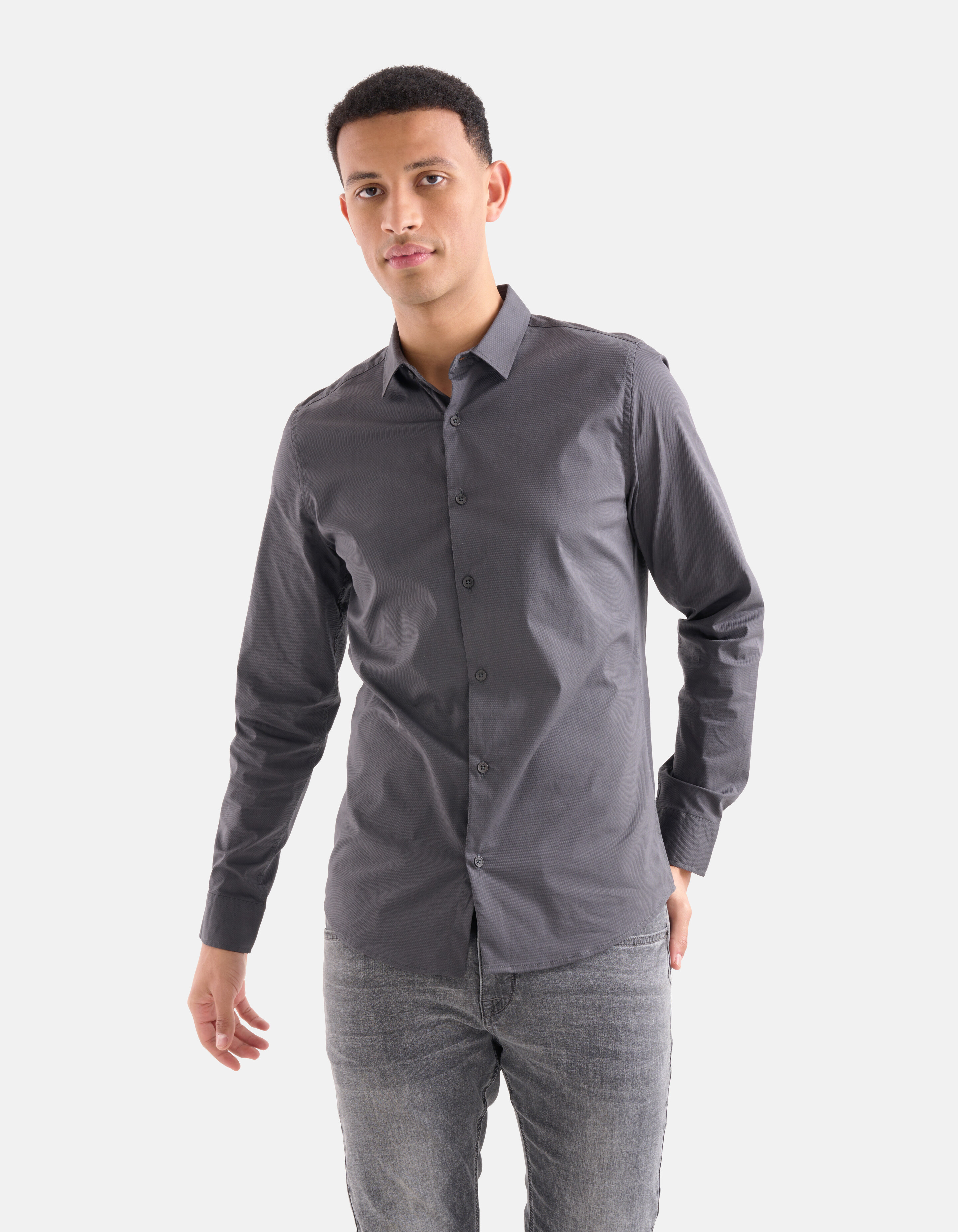 Diagonalhemd Dunkelgrau SHOEBY MEN