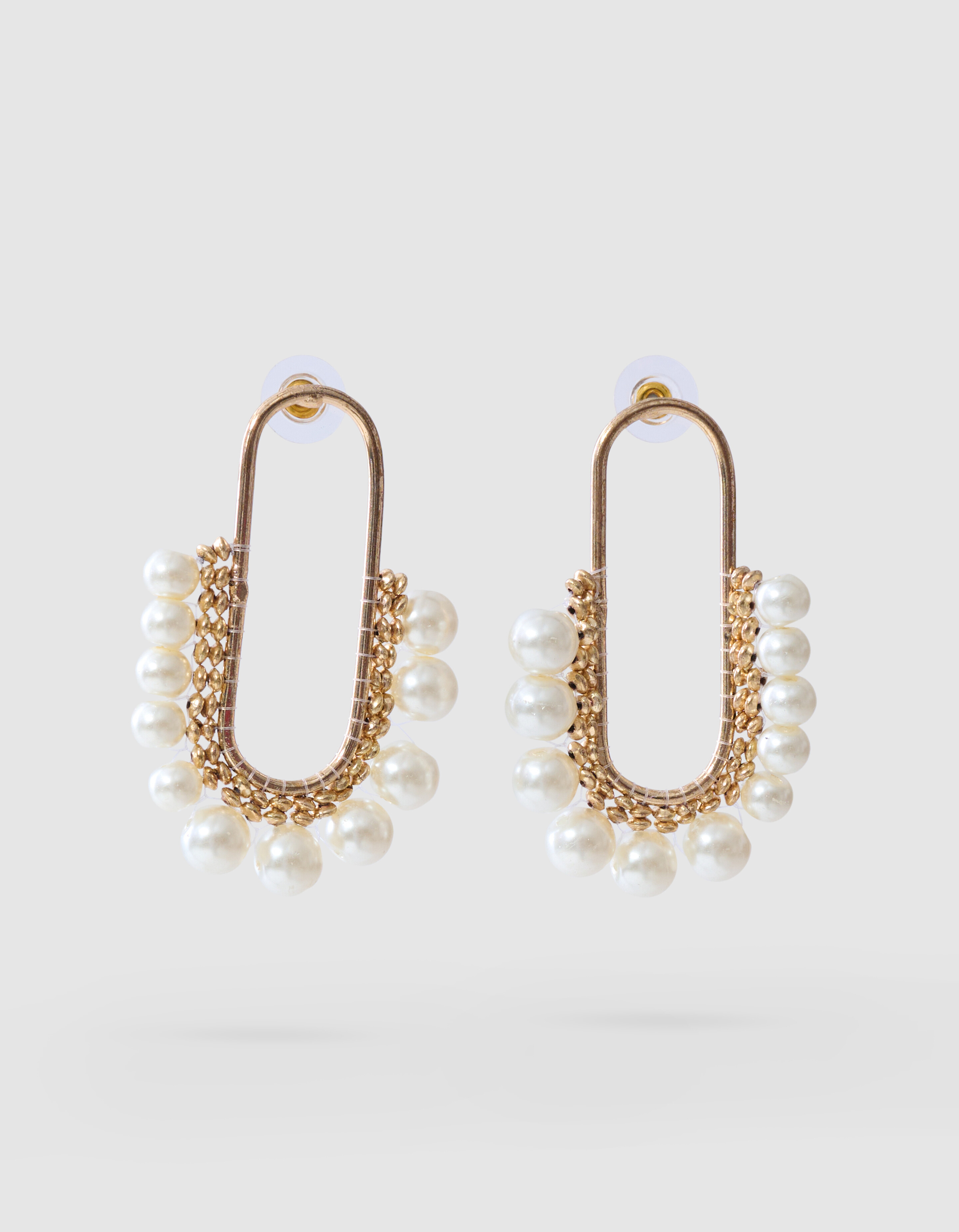 Ovale Perlenohrringe Gold SHOEBY ACCESSOIRES