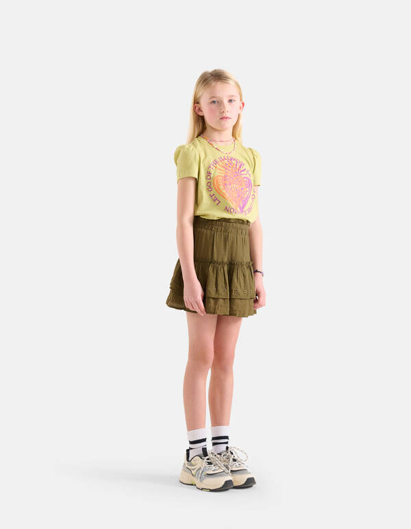 Bedrucktes T-Shirt mit Puffärmeln Grün SHOEBY GIRLS
