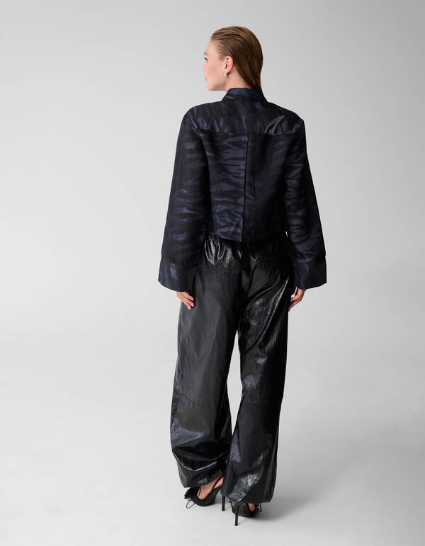 Bedruckte Zebra-Bluse Dunkelgrau SHOEBY WOMEN