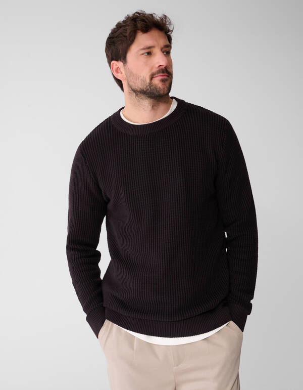 Zopfstrickpullover Dunkelbraun SHOEBY MEN