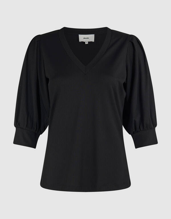 Rippen-Jersey-Top Schwarz SHOEBY WOMEN