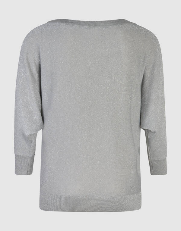 Glitzer Fledermausärmel Pullover Hellgrau SHOEBY WOMEN