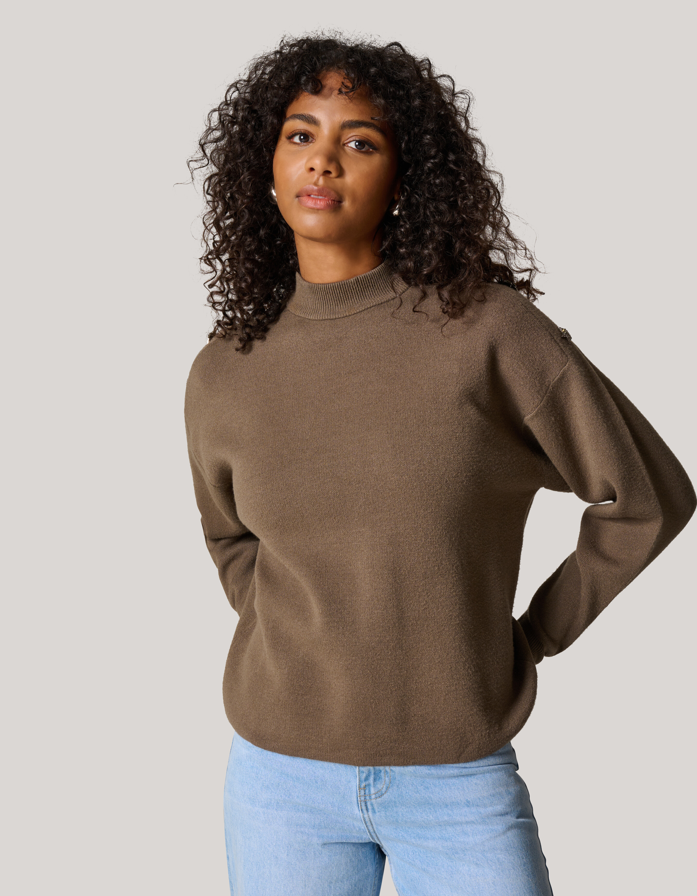 Knopfleiste Pullover Dunkelgrün SHOEBY WOMEN