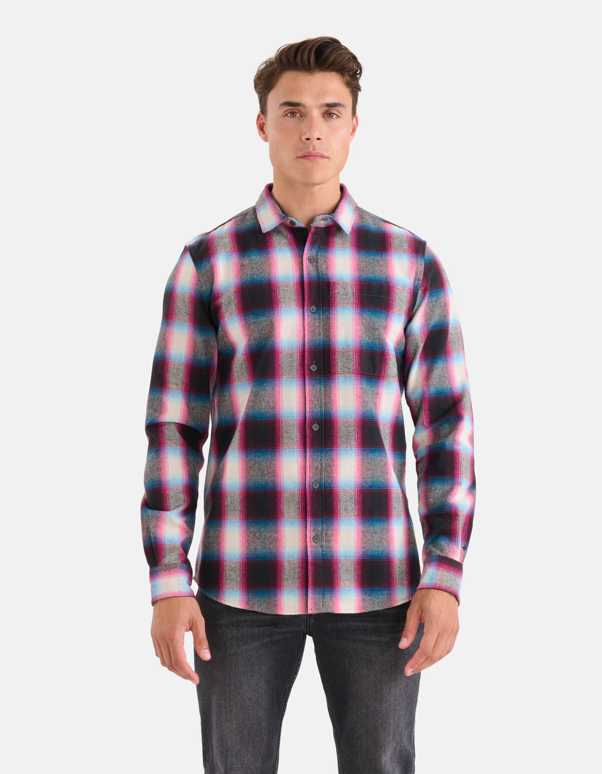 Fluoreszierendes kariertes Hemd Rosa SHOEBY MEN