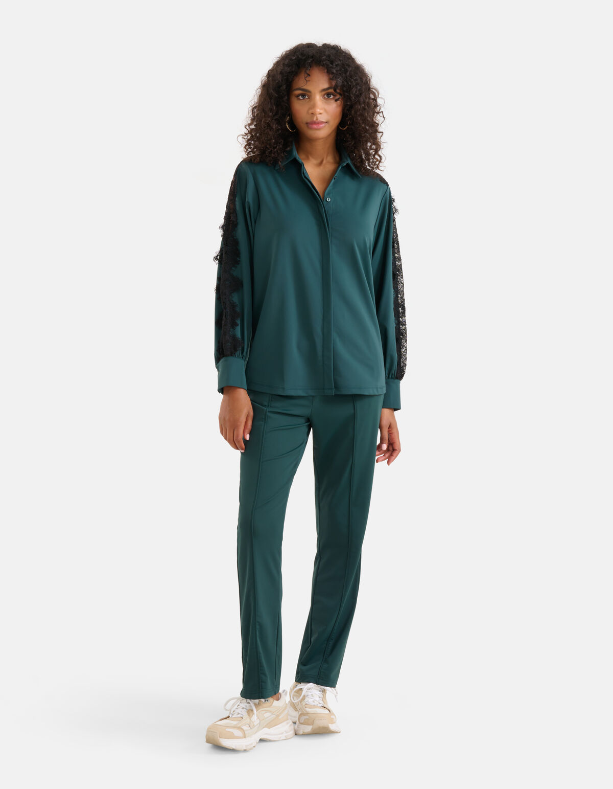 Reisebluse aus Spitze Dunkelgrün SHOEBY WOMEN