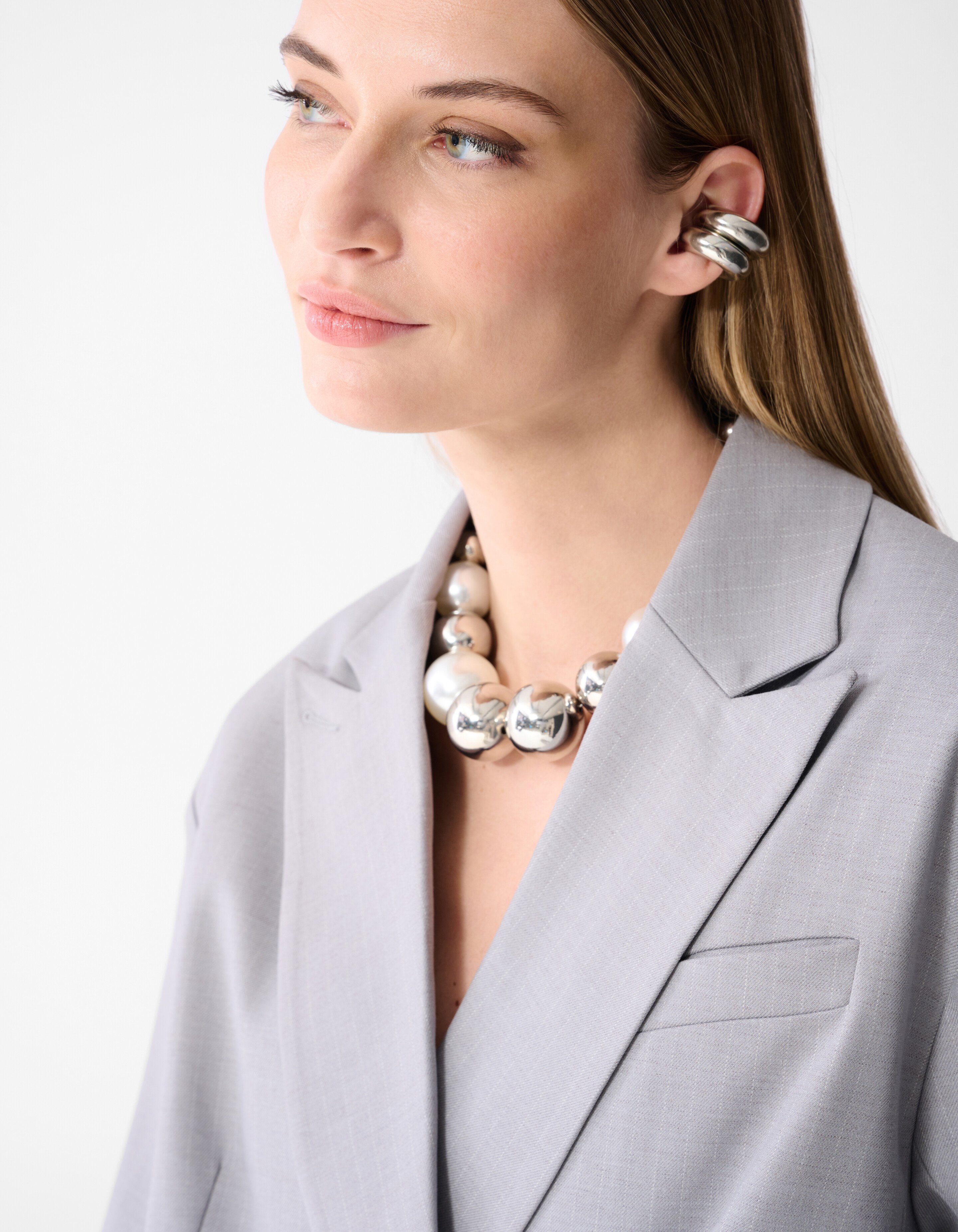 Taillierter Nadelstreifenblazer Hellgrau SHOEBY WOMEN