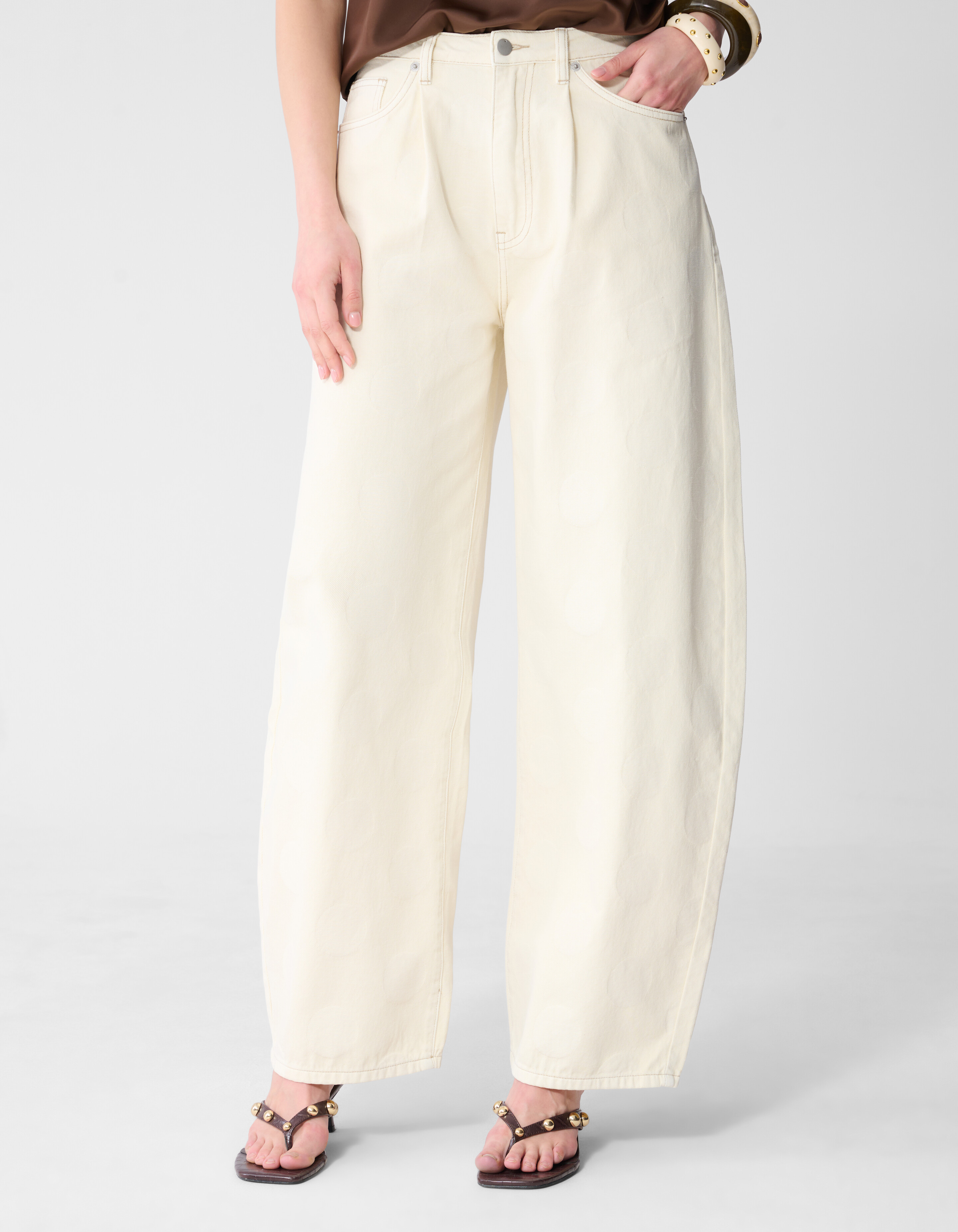 Polkadot Baggy Fit Jeans Gebrochen Wei&szlig; SHOEBY WOMEN