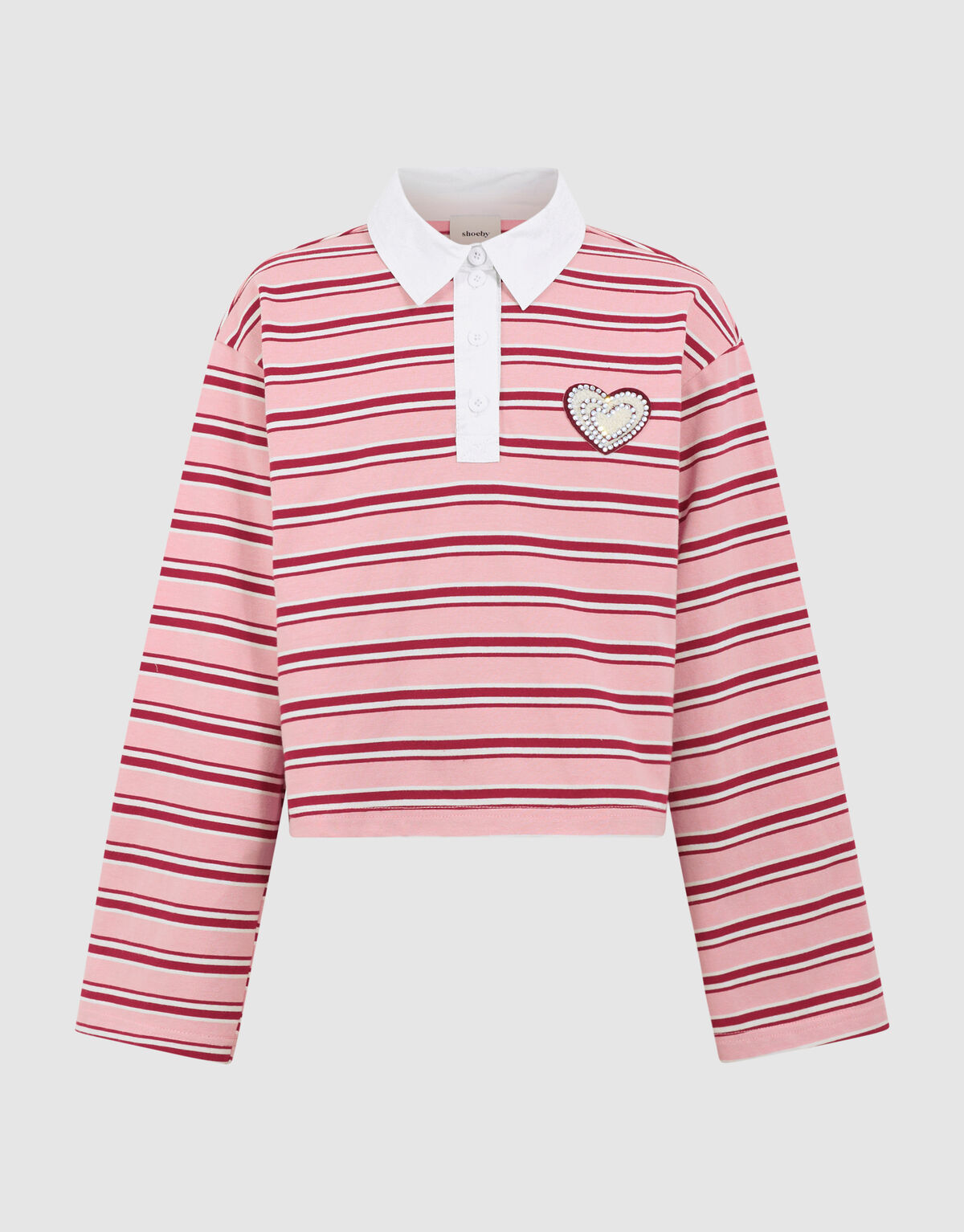Gestreiftes Langarm-Polohemd Rot/Rosa SHOEBY GIRLS
