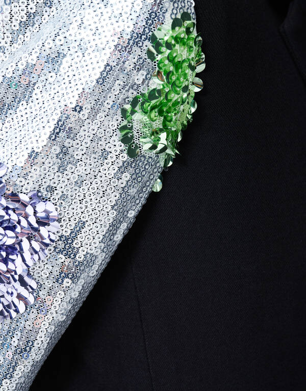 Schwarzer Blazer mit Blumen-Paillettenbesatz SHOEBY GIRLS