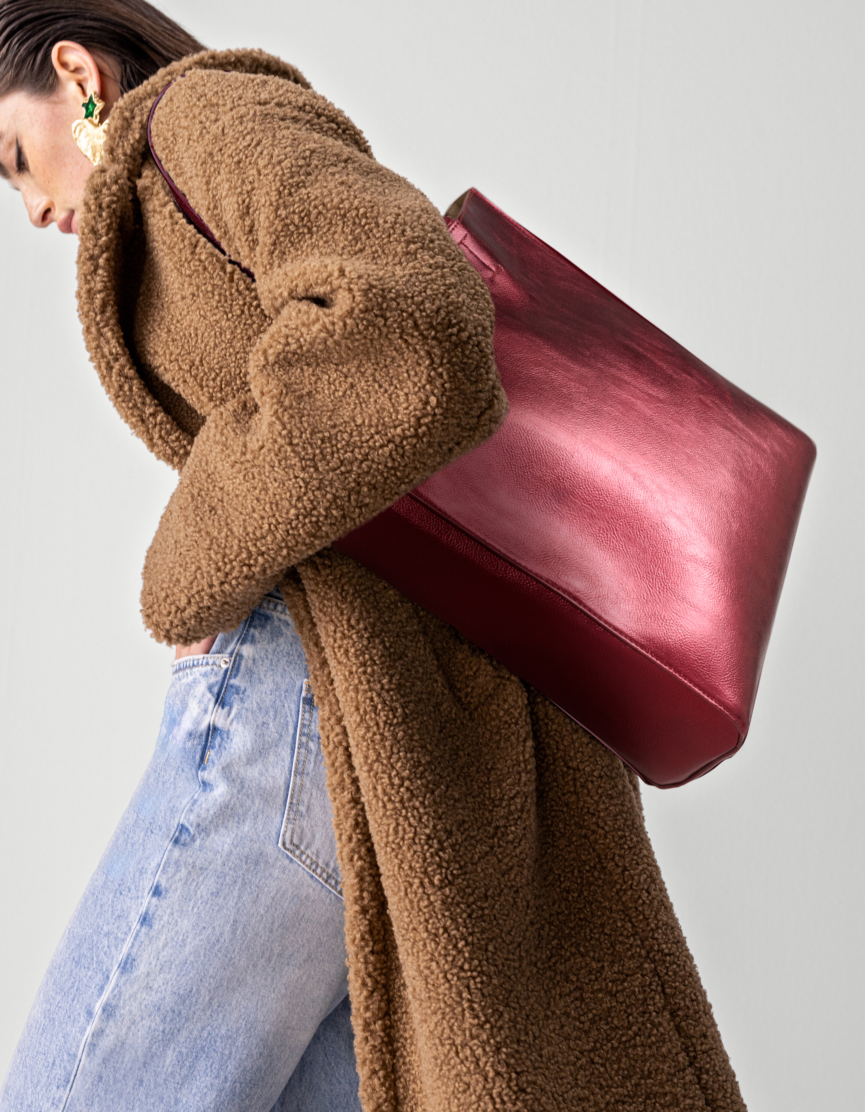 Metallic Shopper Tasche Bordeaux SHOEBY ACCESSOIRES