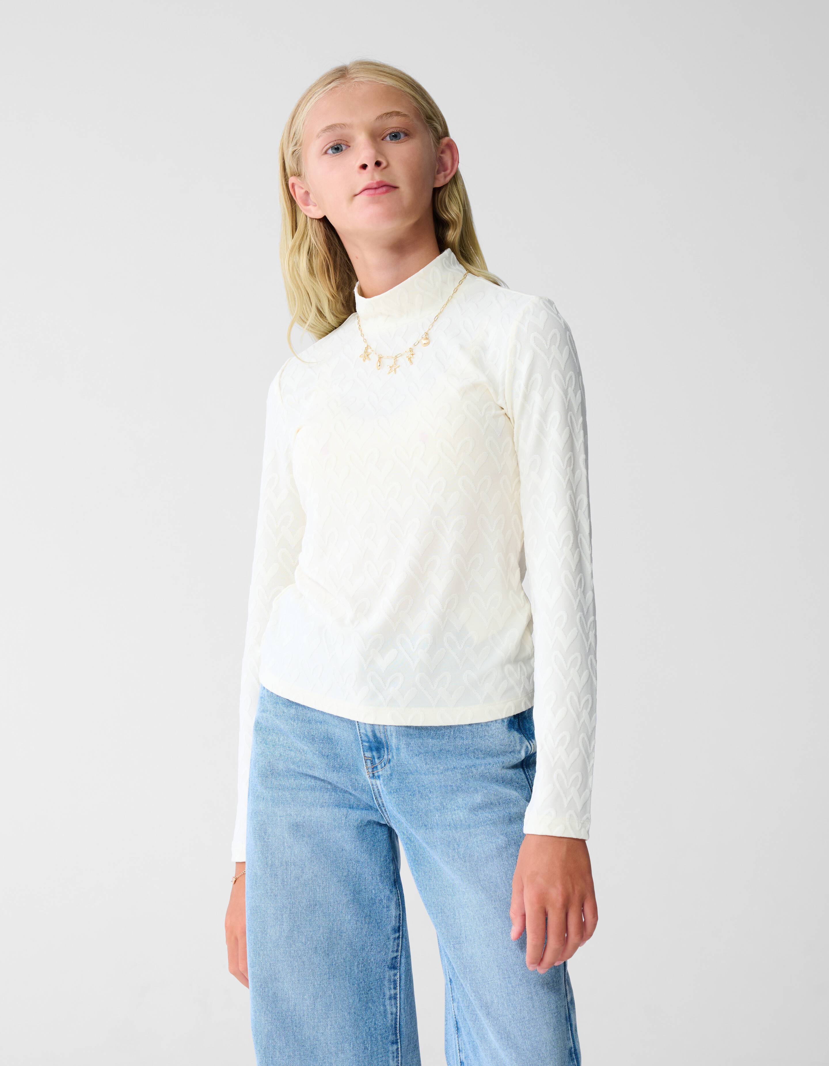 Herz-Jersey-Top Weiß SHOEBY GIRLS