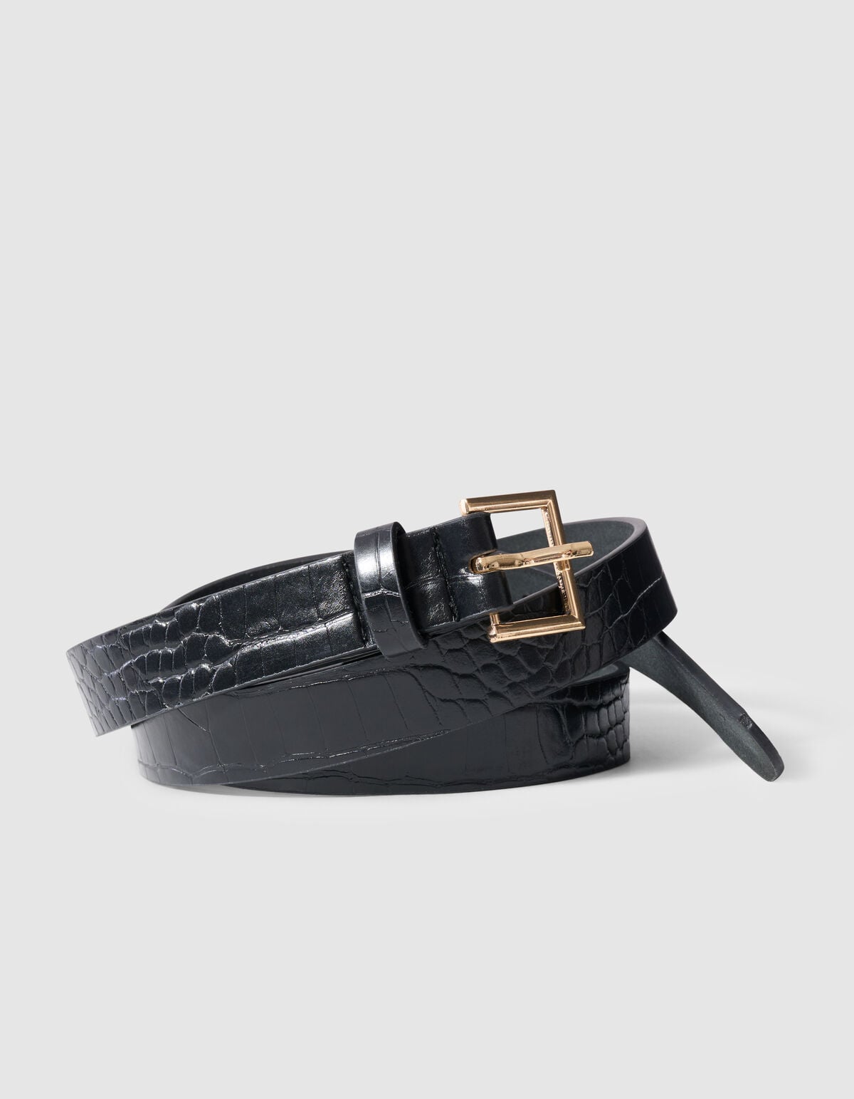 Krokodilg&uuml;rtel Schwarz/Gold SHOEBY ACCESSOIRES