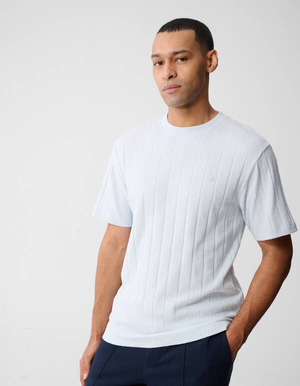 Struktur Stripe Artwork T-Shirt Hellblau SHOEBY MEN