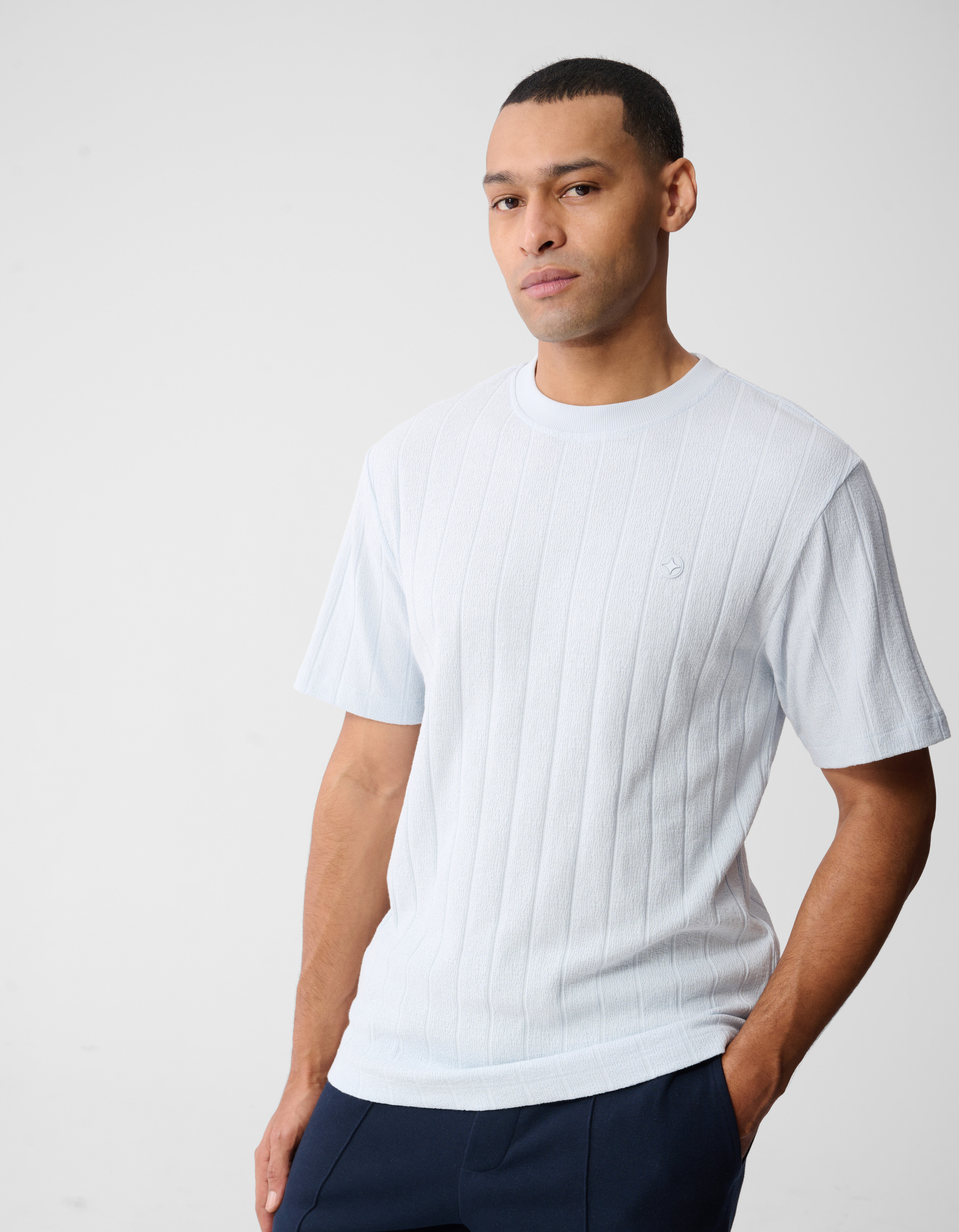 Struktur Stripe Artwork T-Shirt Hellblau SHOEBY MEN