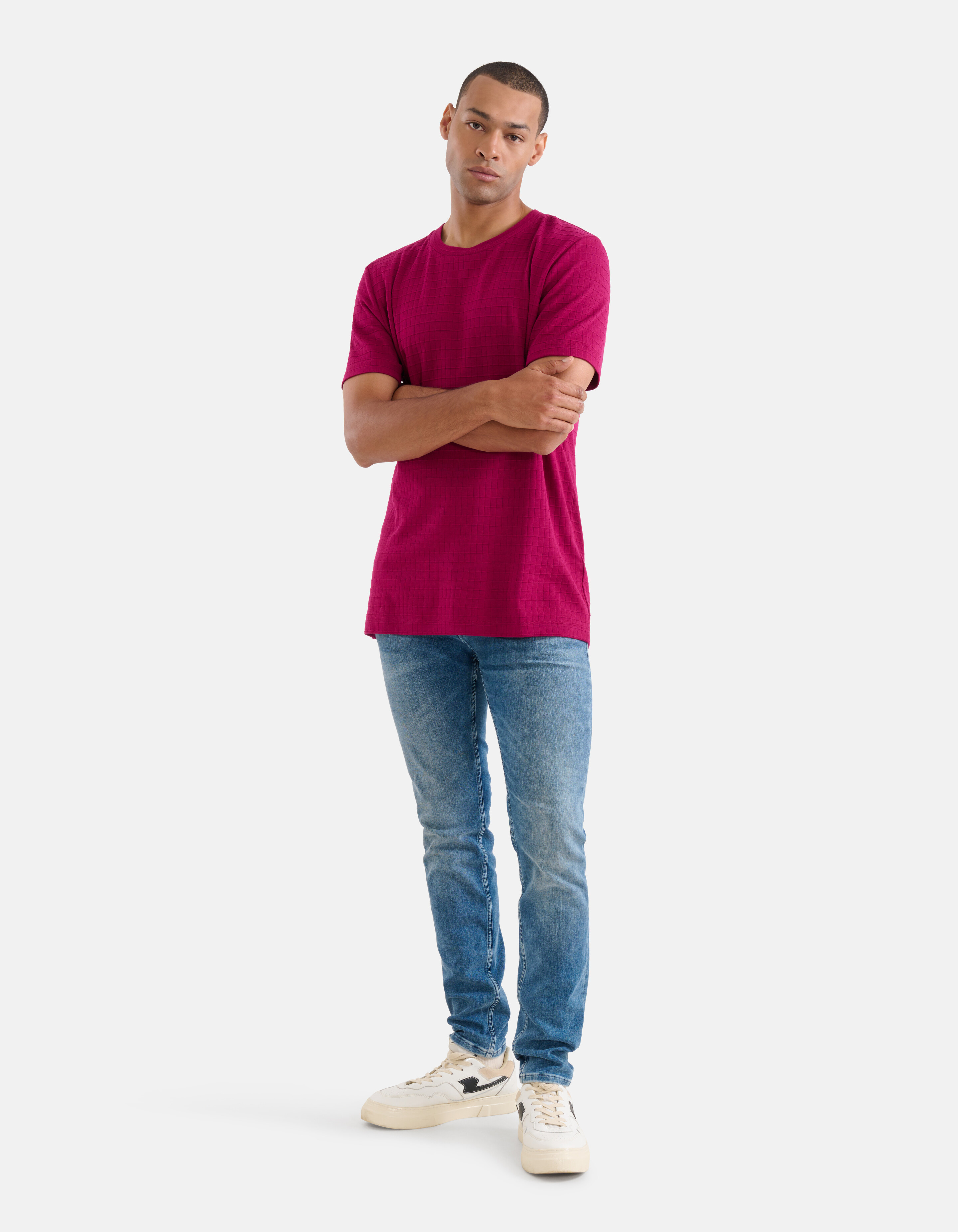Struktur-T-Shirt Fuchsia SHOEBY MEN