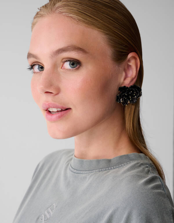Blumenohrringe Schwarz SHOEBY ACCESSOIRES