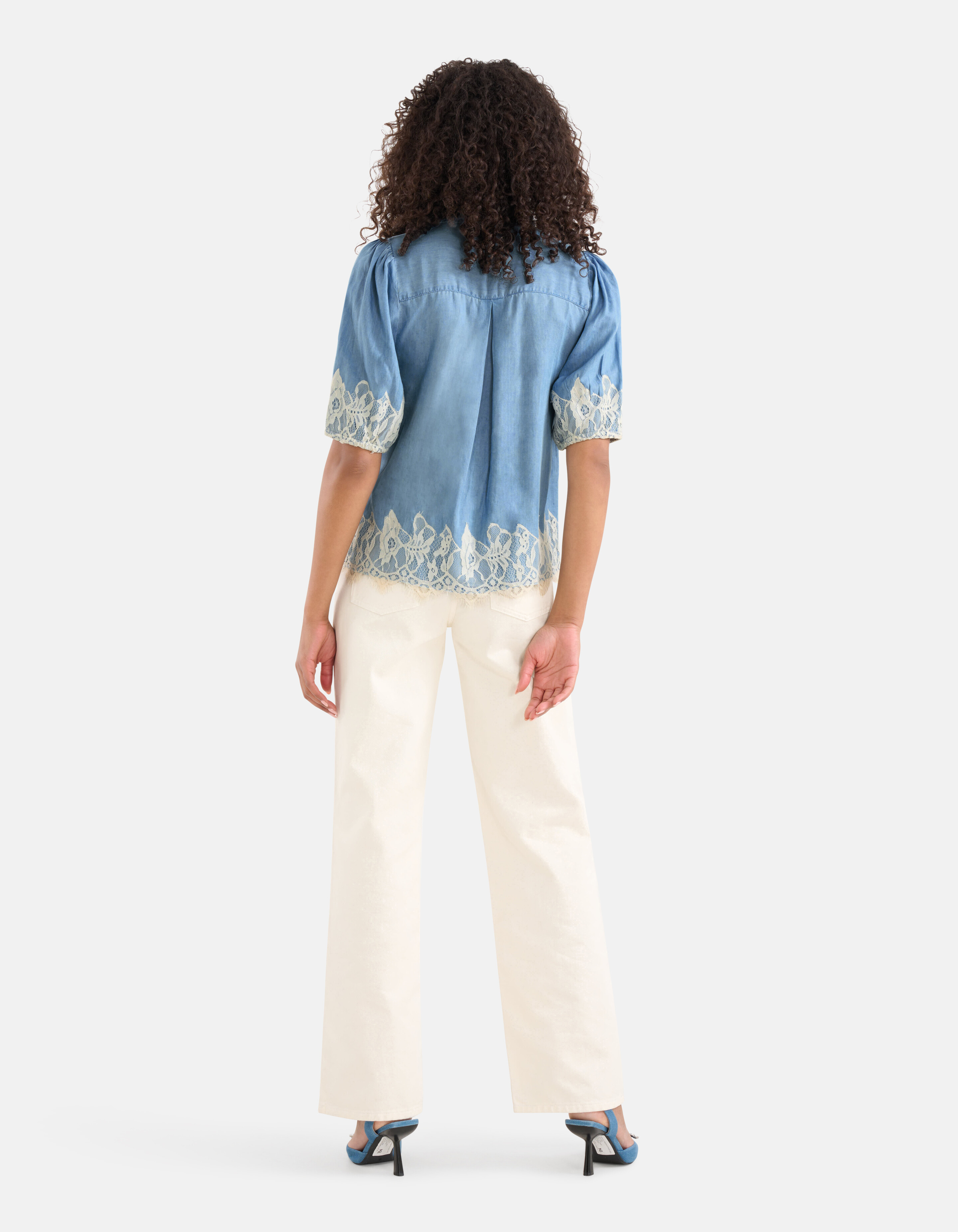 Denim Spitzen Top Blau SHOEBY WOMEN