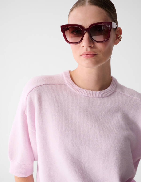 Kurz&auml;rmelige Strickpullover Hellrosa By Mieke SHOEBY WOMEN