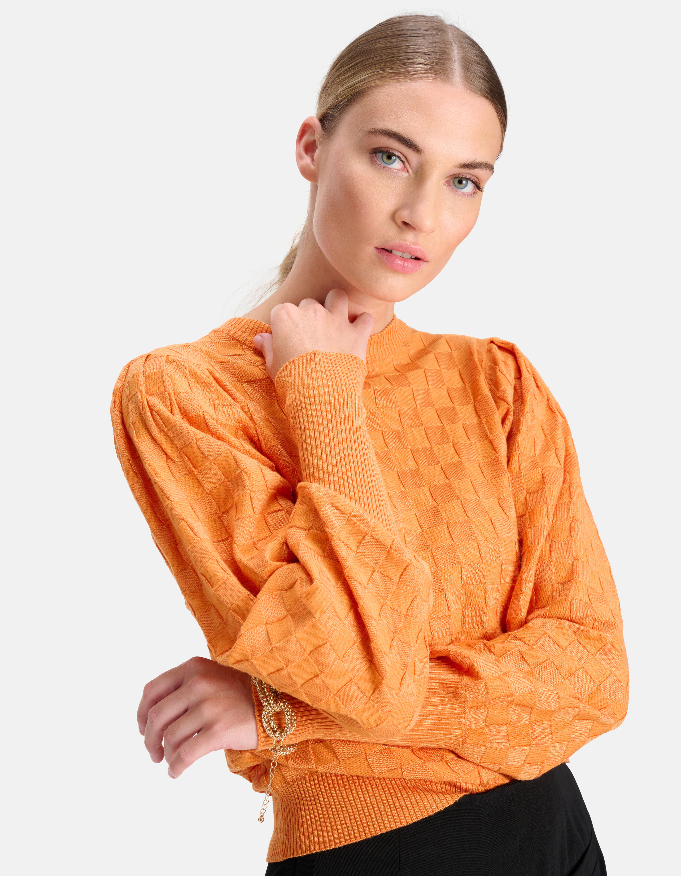 Plaid Print Pullover Orange von Mieke SHOEBY WOMEN
