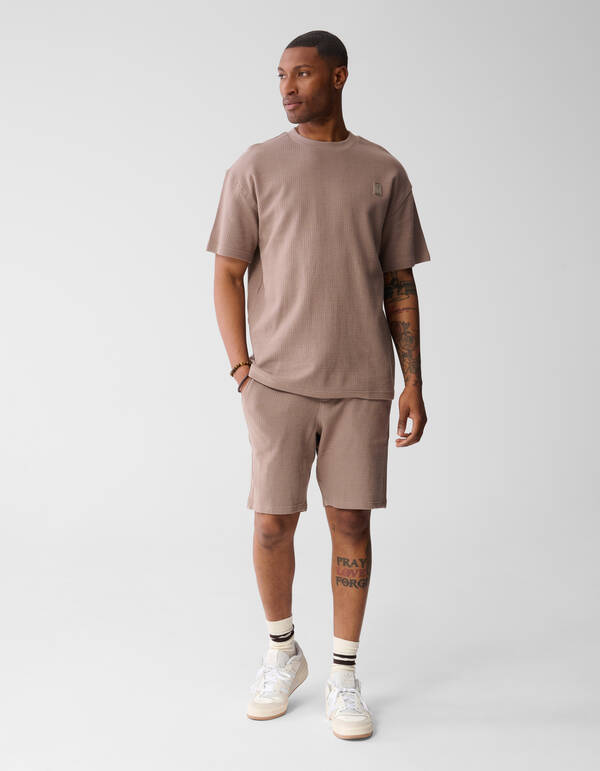 T-shirt mit Waffelstruktur Hellbraun SHOEBY MEN