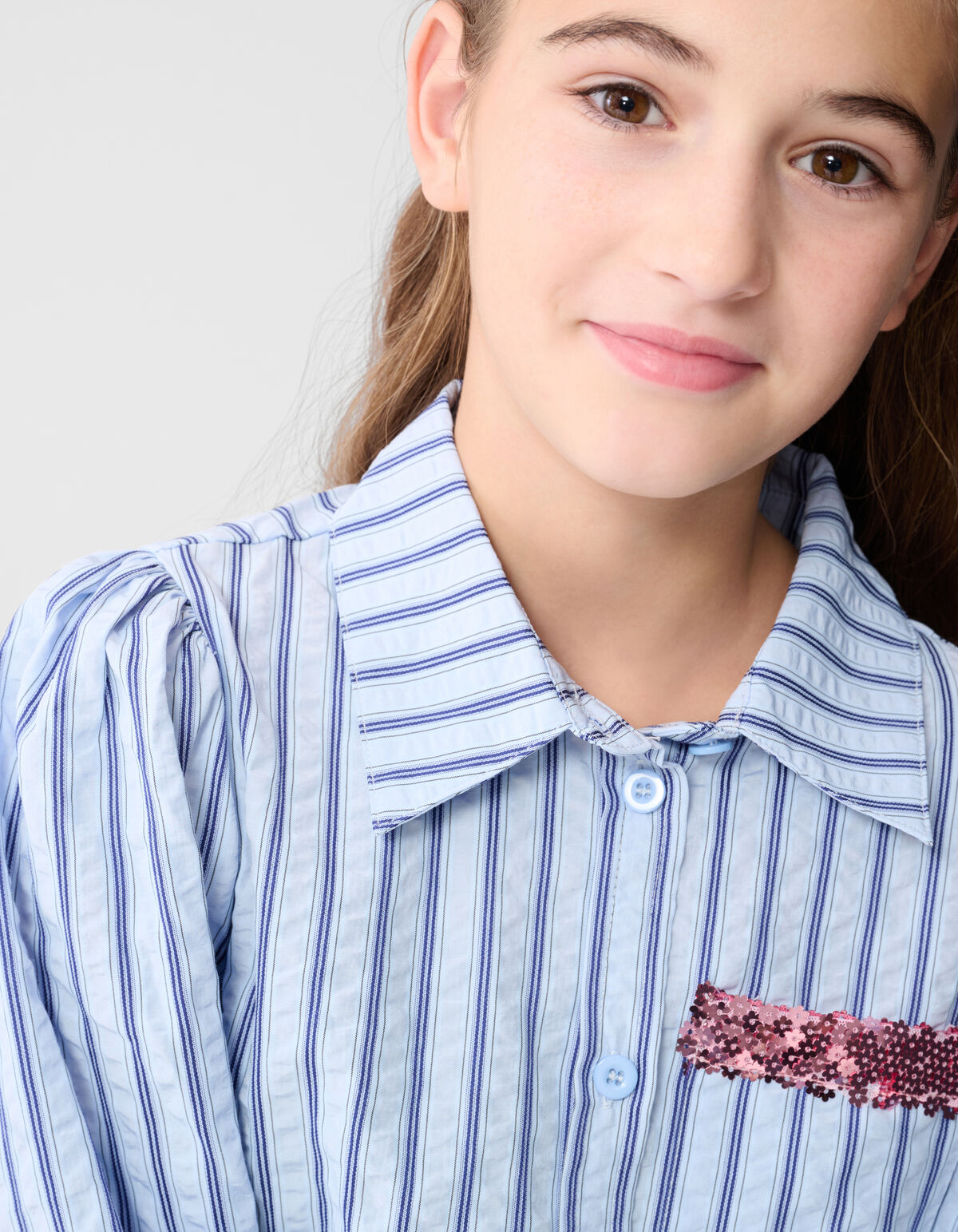 Pinstripe Flower Blouse Blau SHOEBY GIRLS
