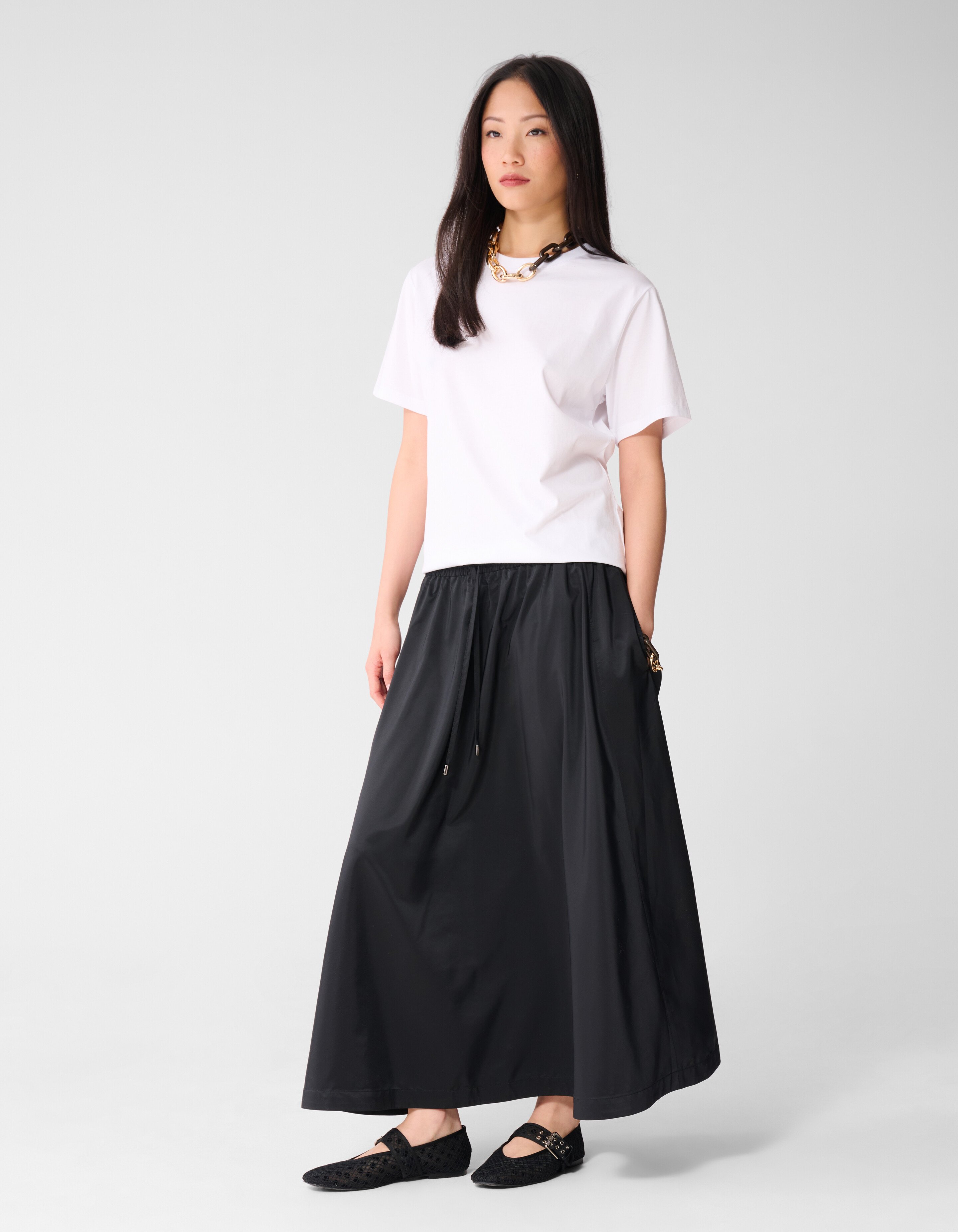 geschnittener sportlicher Maxi-Rock Schwarz SHOEBY WOMEN