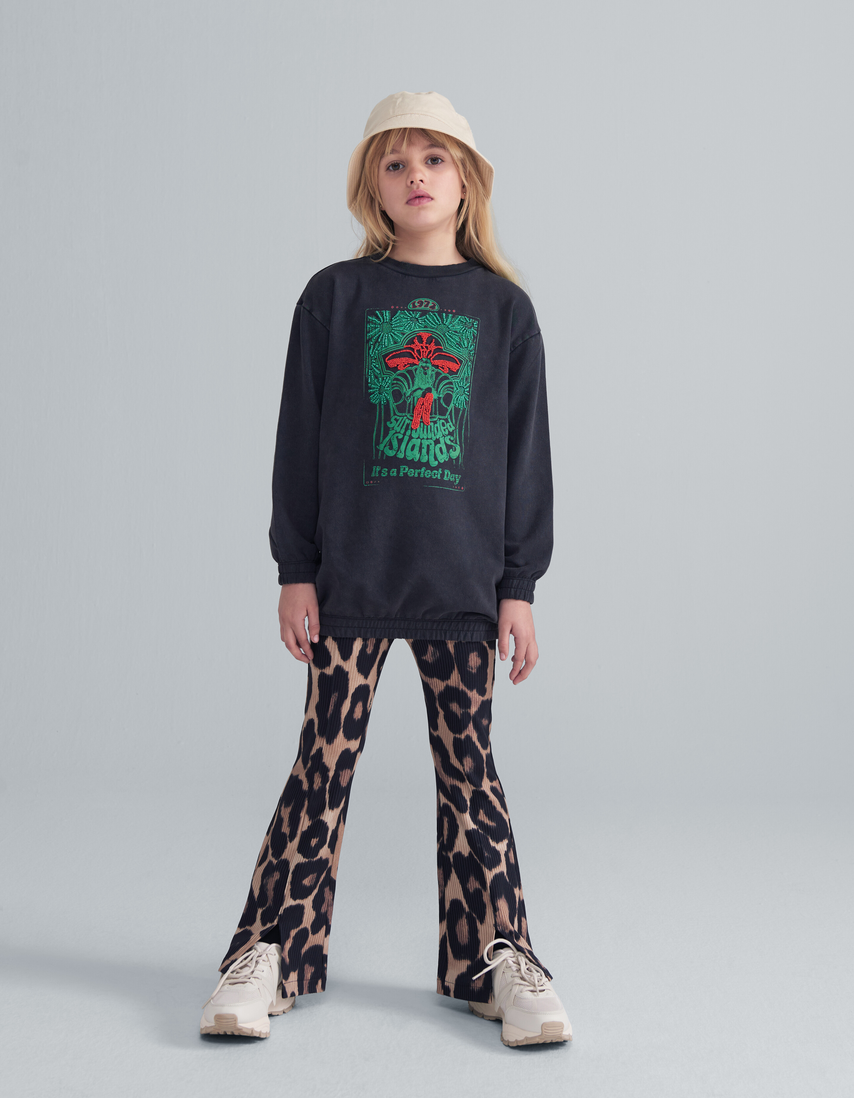 Oversized Sweatshirt mit Aufdruck Dunkelgrau JILL&MITCH