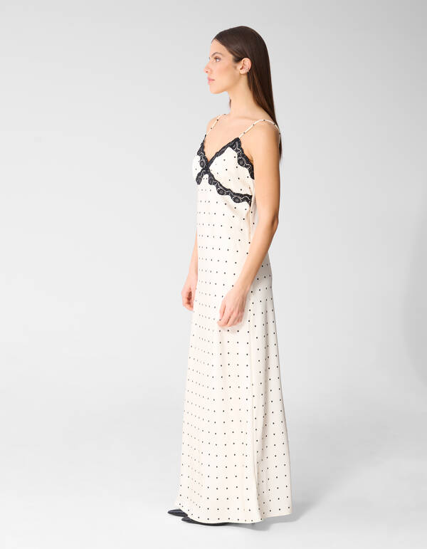 Polkadot Maxi Kleid Gebrochen Wei&szlig; Von Monica SHOEBY WOMEN