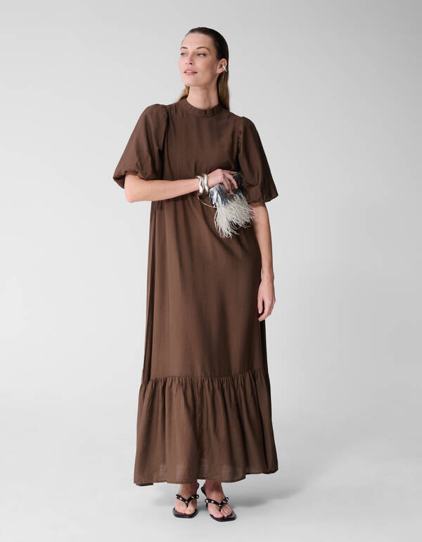 R&uuml;sche Maxikleid Braun SHOEBY WOMEN