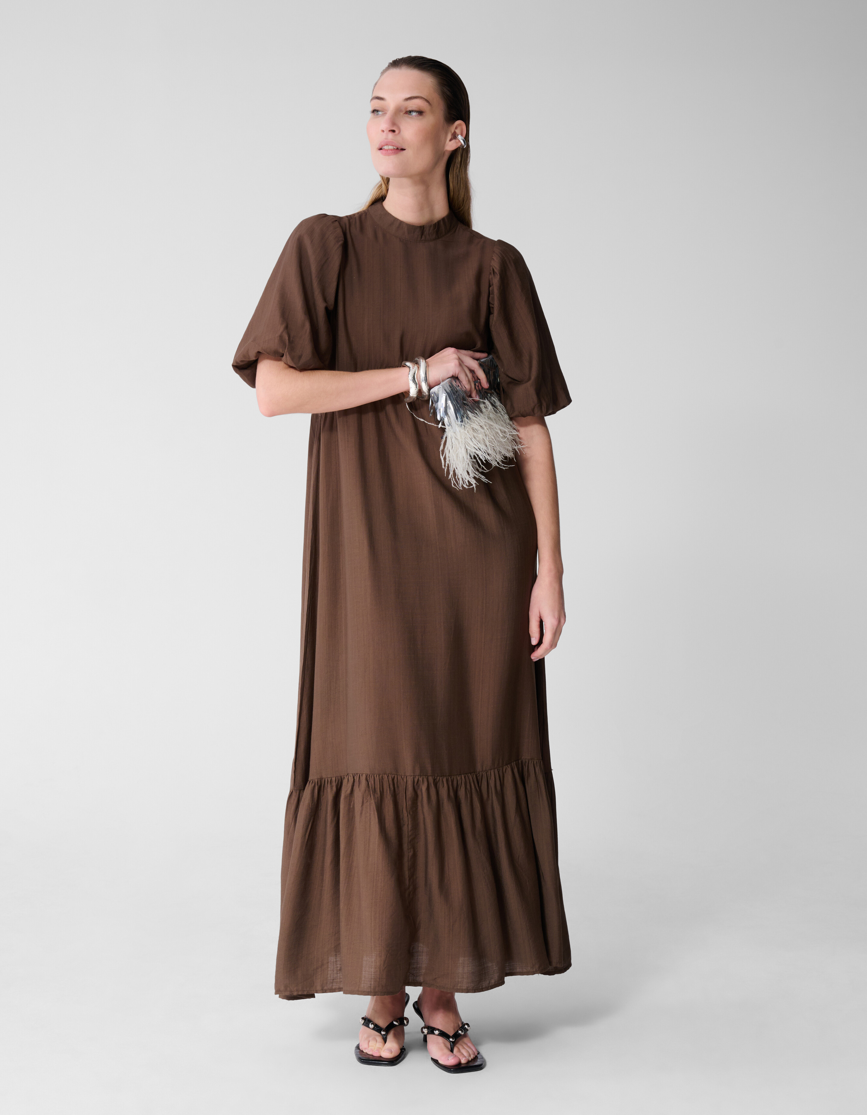 R&uuml;sche Maxikleid Braun SHOEBY WOMEN