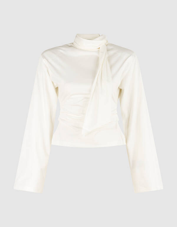 Drapierte Schulter Longsleeve Ecru SHOEBY WOMEN