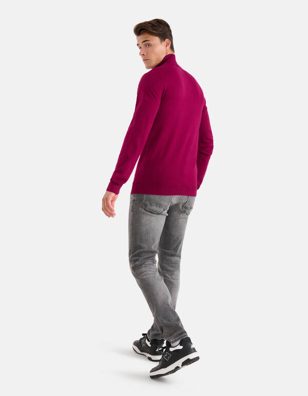 Rollkragenpullover mit Rei&szlig;verschluss Bordeaux SHOEBY MEN