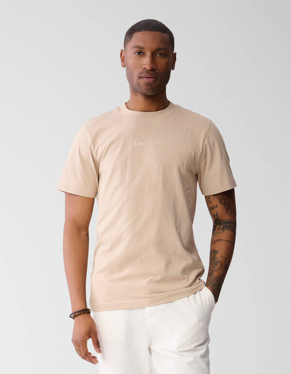 Gemischter Text Kunstwerk T-shirt Sand SHOEBY MEN
