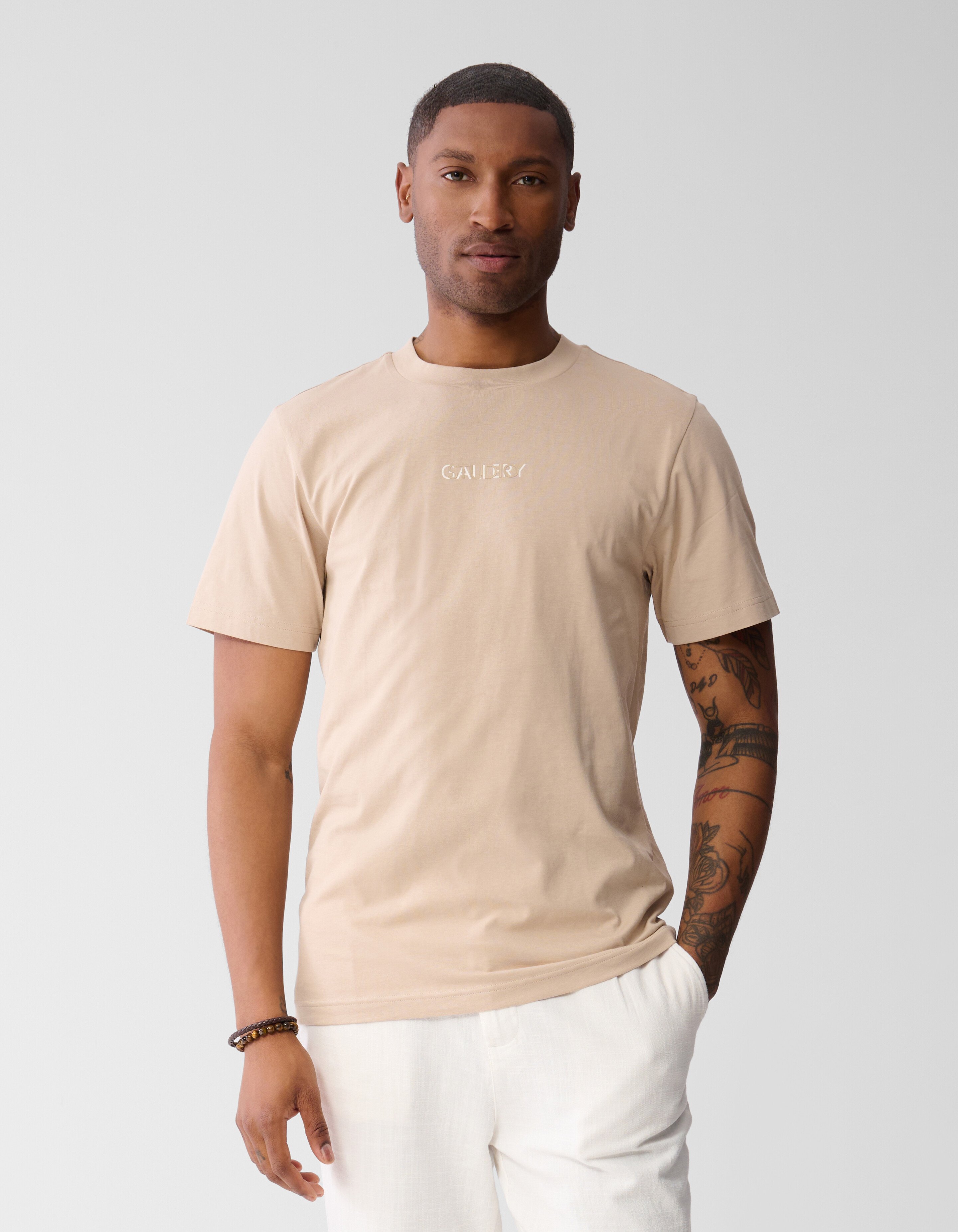 Gemischter Text Kunstwerk T-shirt Sand SHOEBY MEN