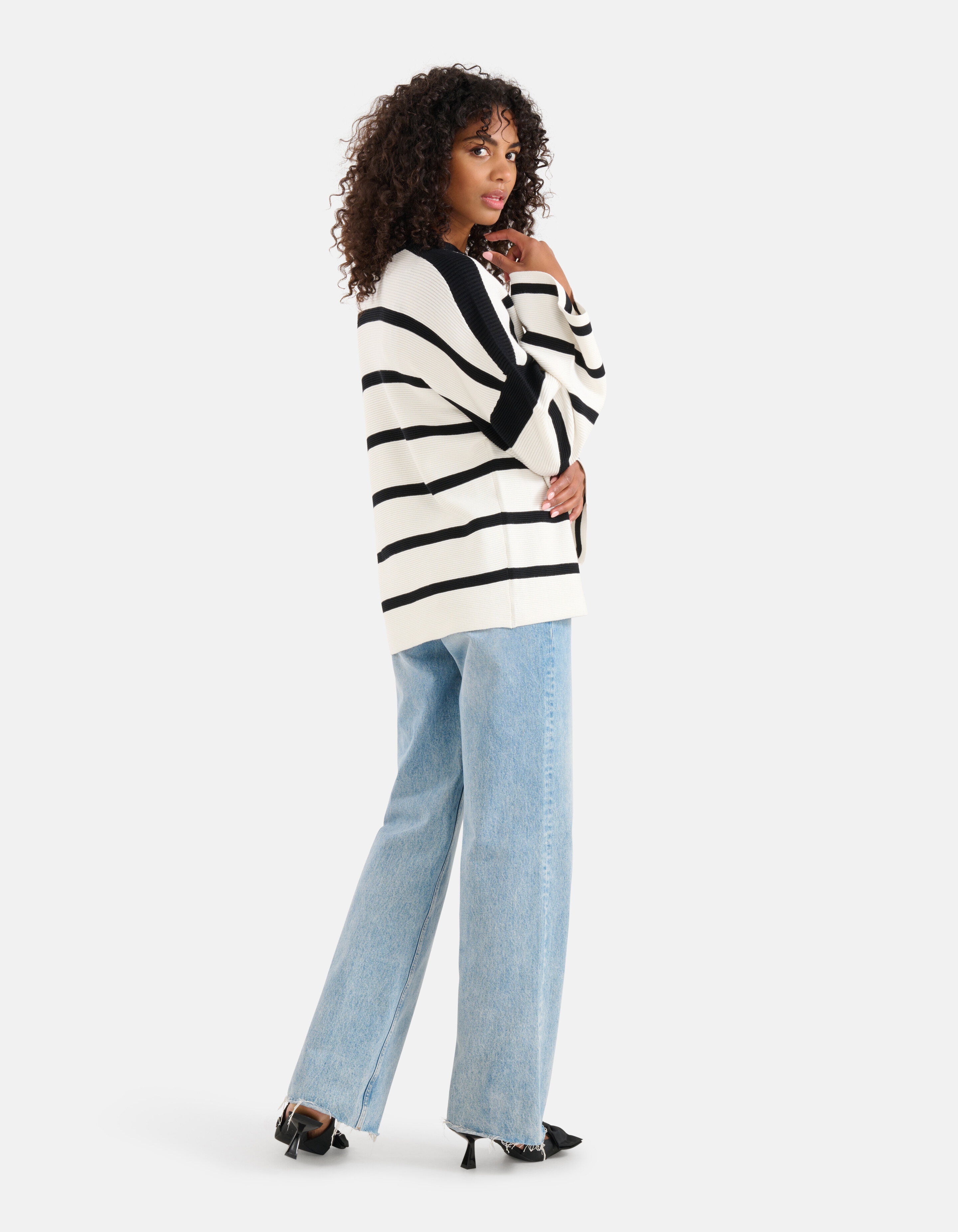 Gestreifter Pullover Weiß SHOEBY WOMEN