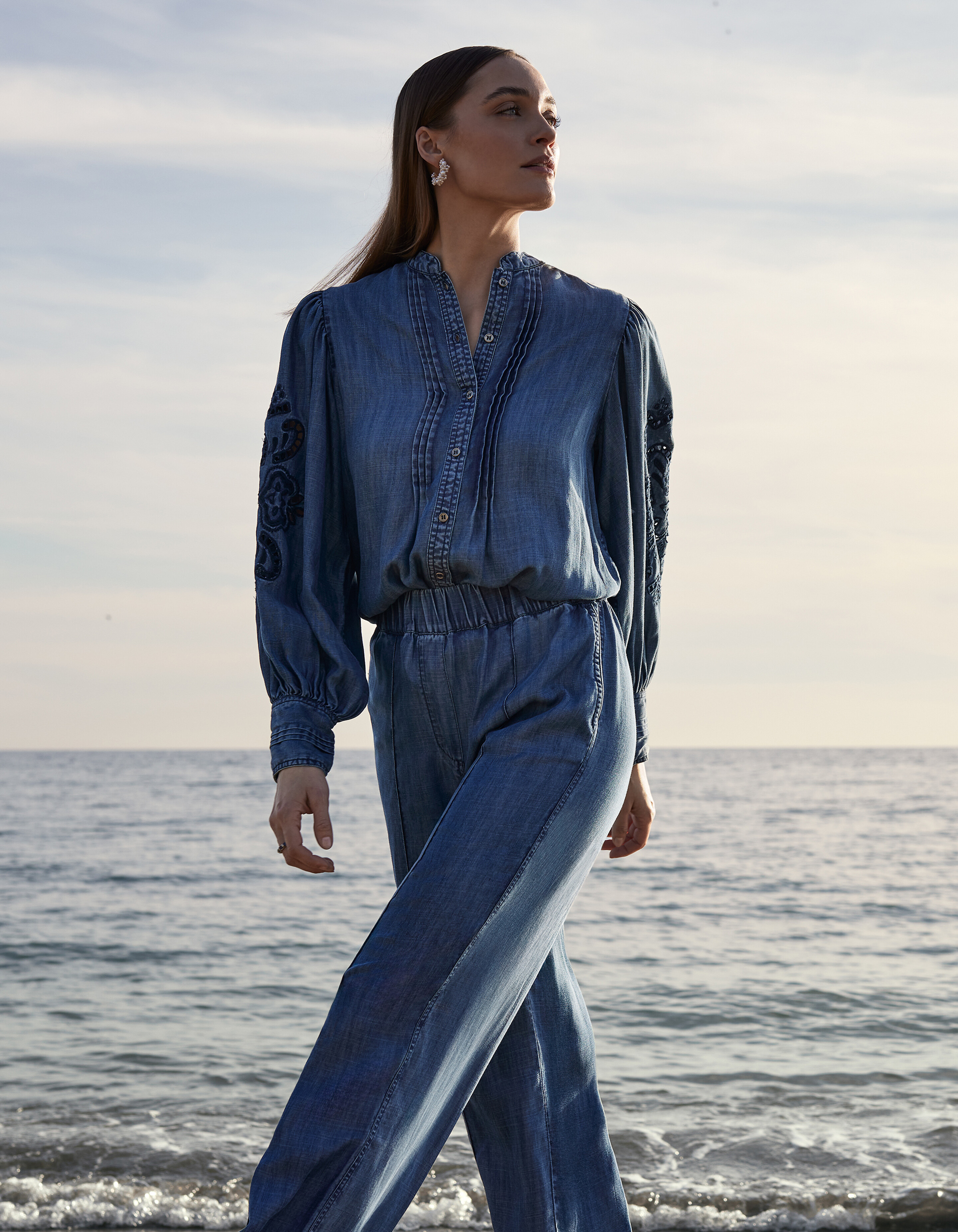 Pintuck Stickerei Bluse Blau von Mieke SHOEBY WOMEN