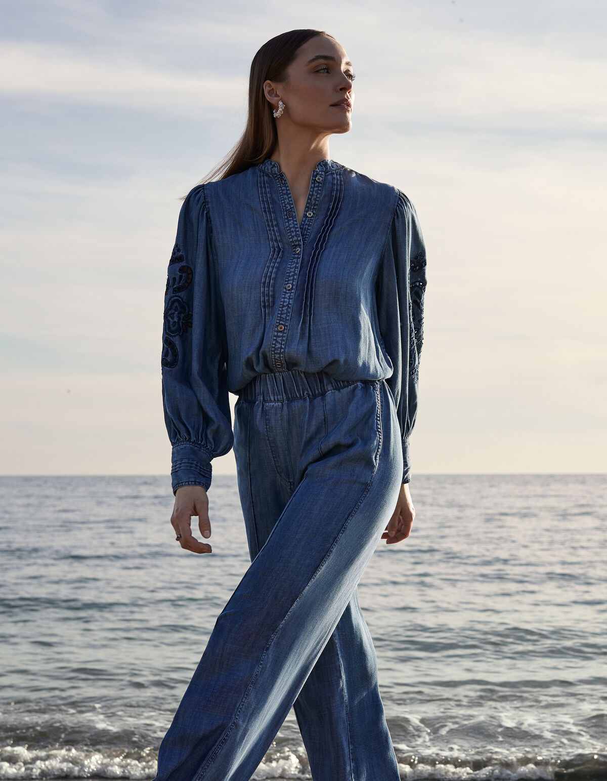 Pintuck Stickerei Bluse Blau von Mieke SHOEBY WOMEN