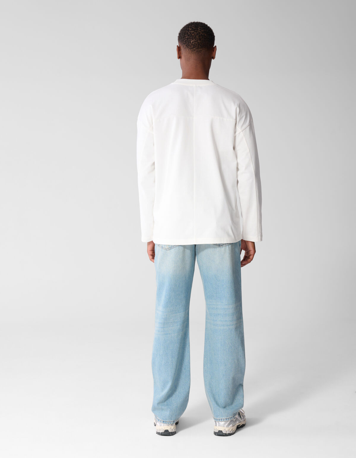 Basic-T-Shirt mit langem Arm im Relaxed-Fit wei&szlig; SHOEBY MEN