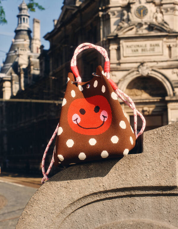 Gestrickte Tasche mit Punkten braun SHOEBY ACCESSOIRES