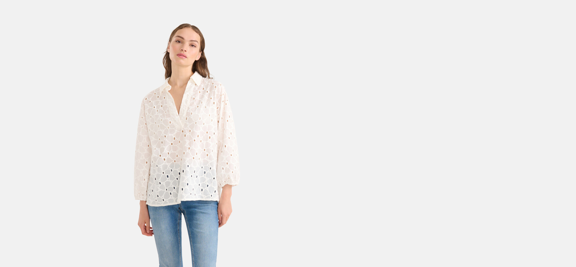 Broderie Blouse Gebroken Wit SHOEBY WOMEN